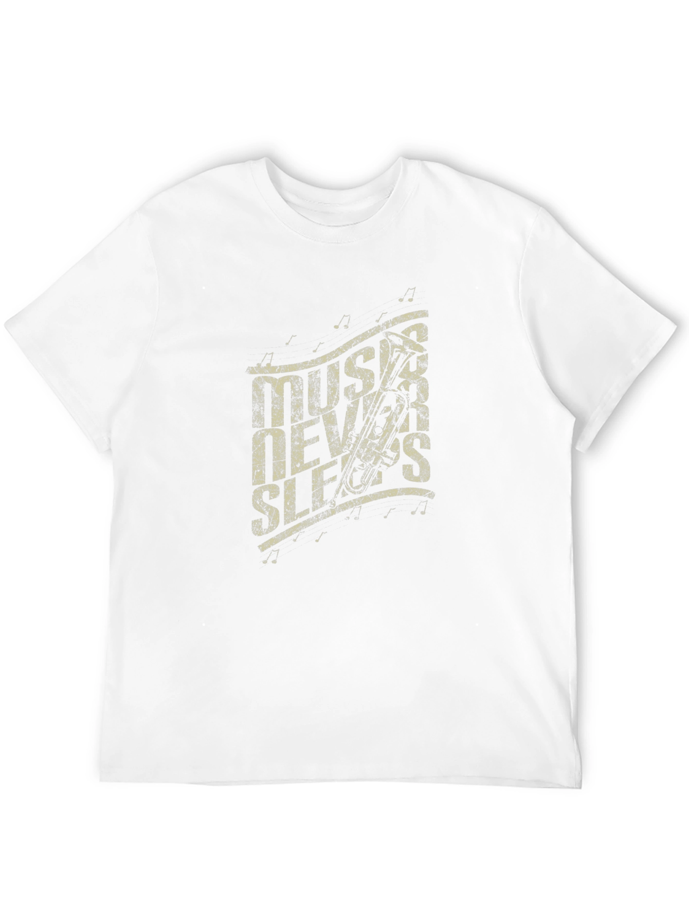 Music Never Sleeps Graphic Print Black T-Shirt