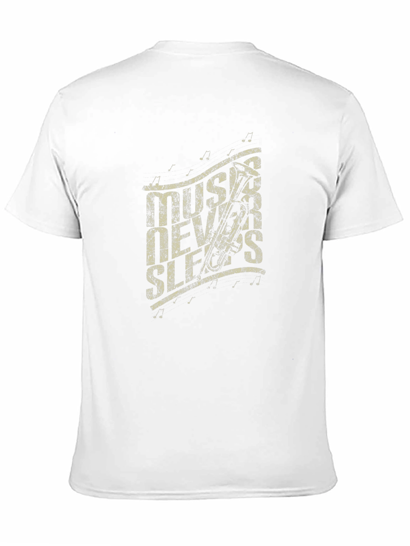 Music Never Sleeps Graphic Print Black T-Shirt