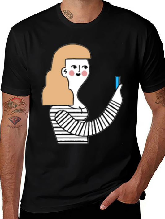 Quirky Graphic Tee - Stylish Cartoon Woman