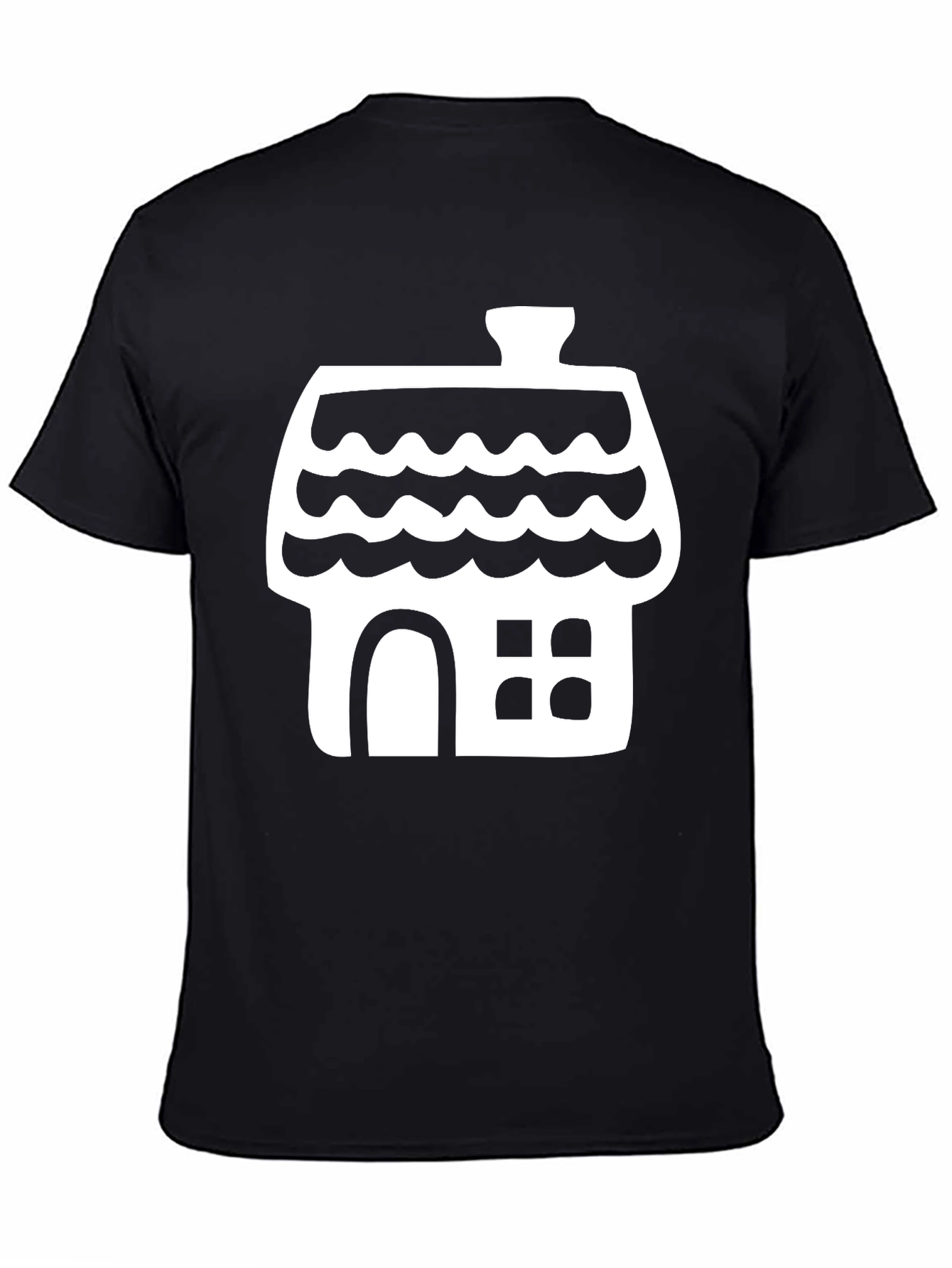 Whimsical House Graphic Tee - Black Cotton Comfort
