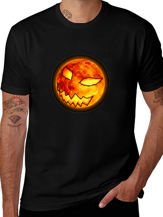 Halloween Pumpkin Face Graphic Black T-Shirt