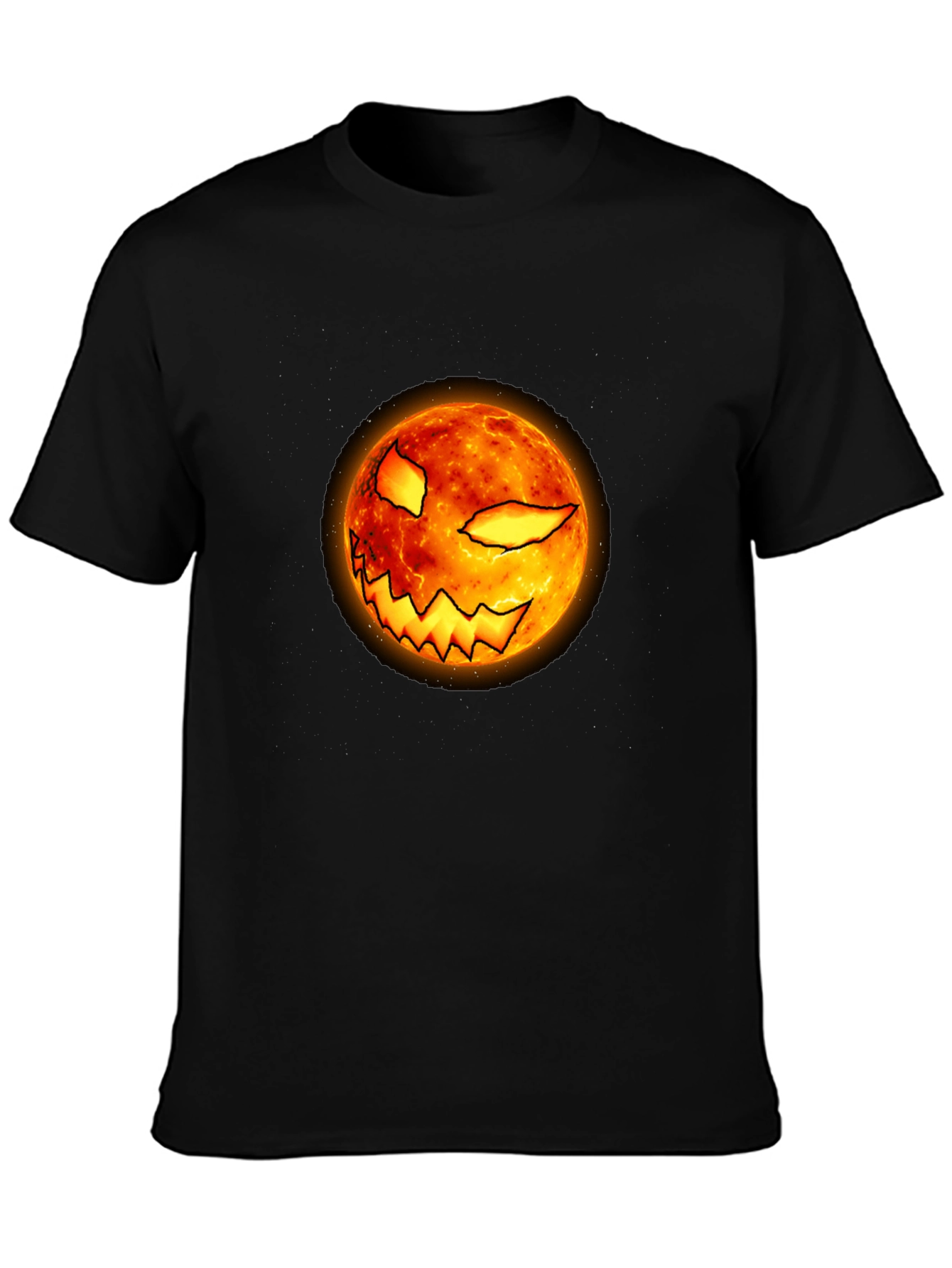 Halloween Pumpkin Face Graphic Black T-Shirt