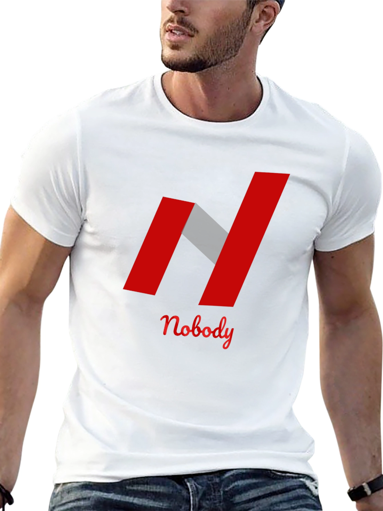 Nobody Graphic Tee - Modern N Design Black T-Shirt