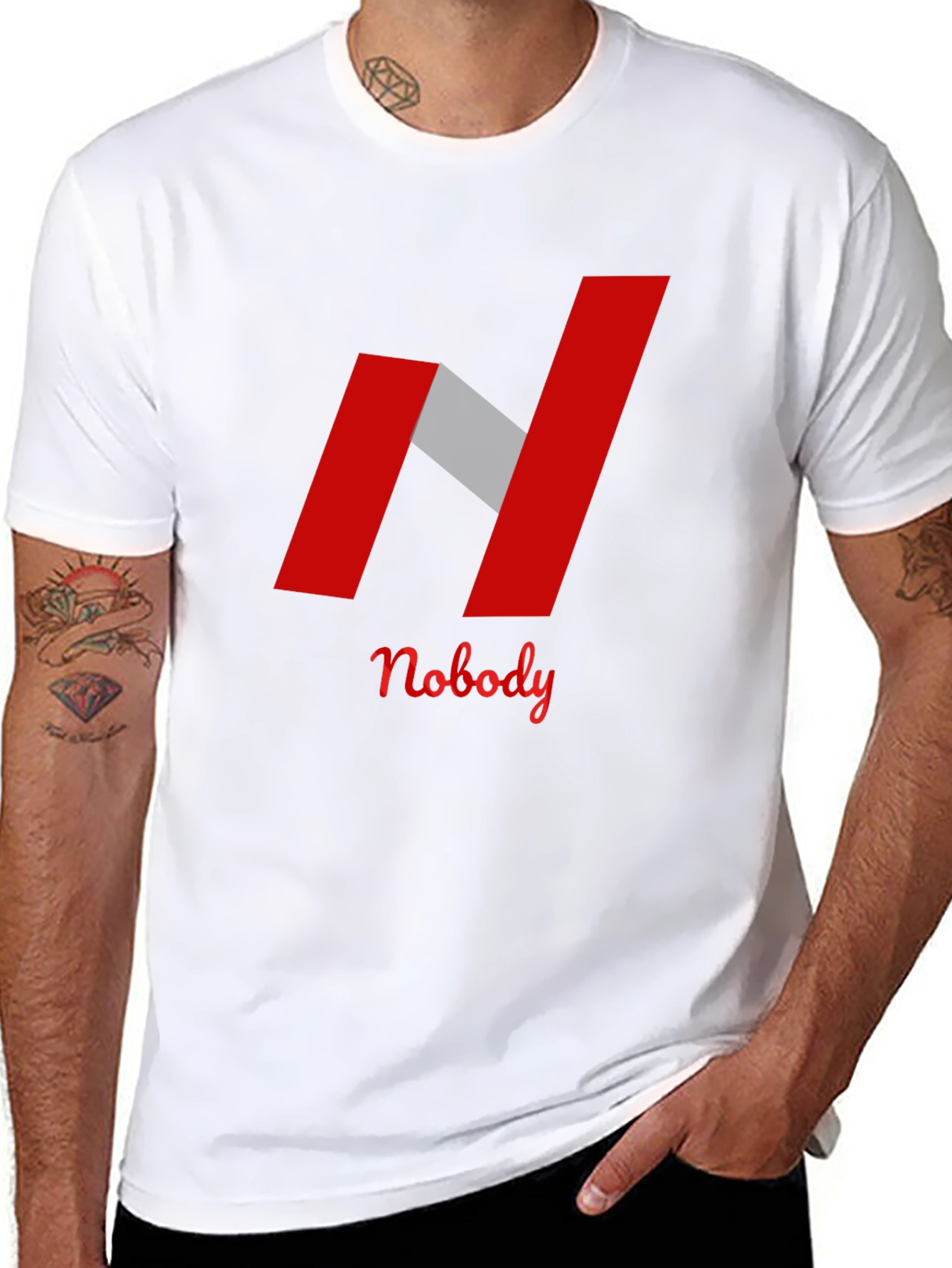 Nobody Graphic Tee - Modern N Design Black T-Shirt