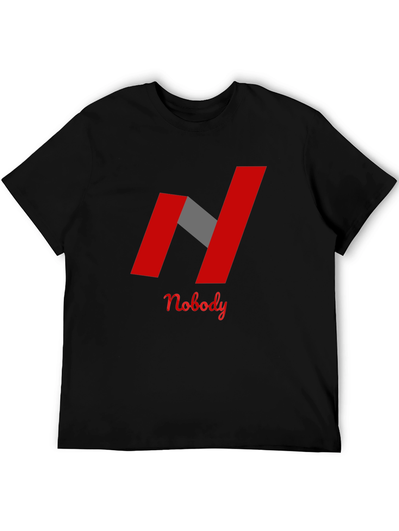 Nobody Graphic Tee - Modern N Design Black T-Shirt