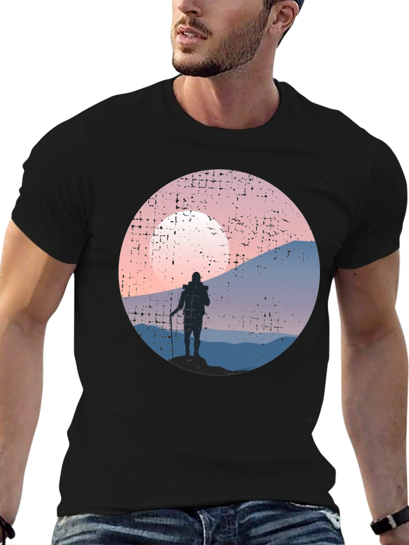 Hiking Silhouette Graphic Tee - Black
