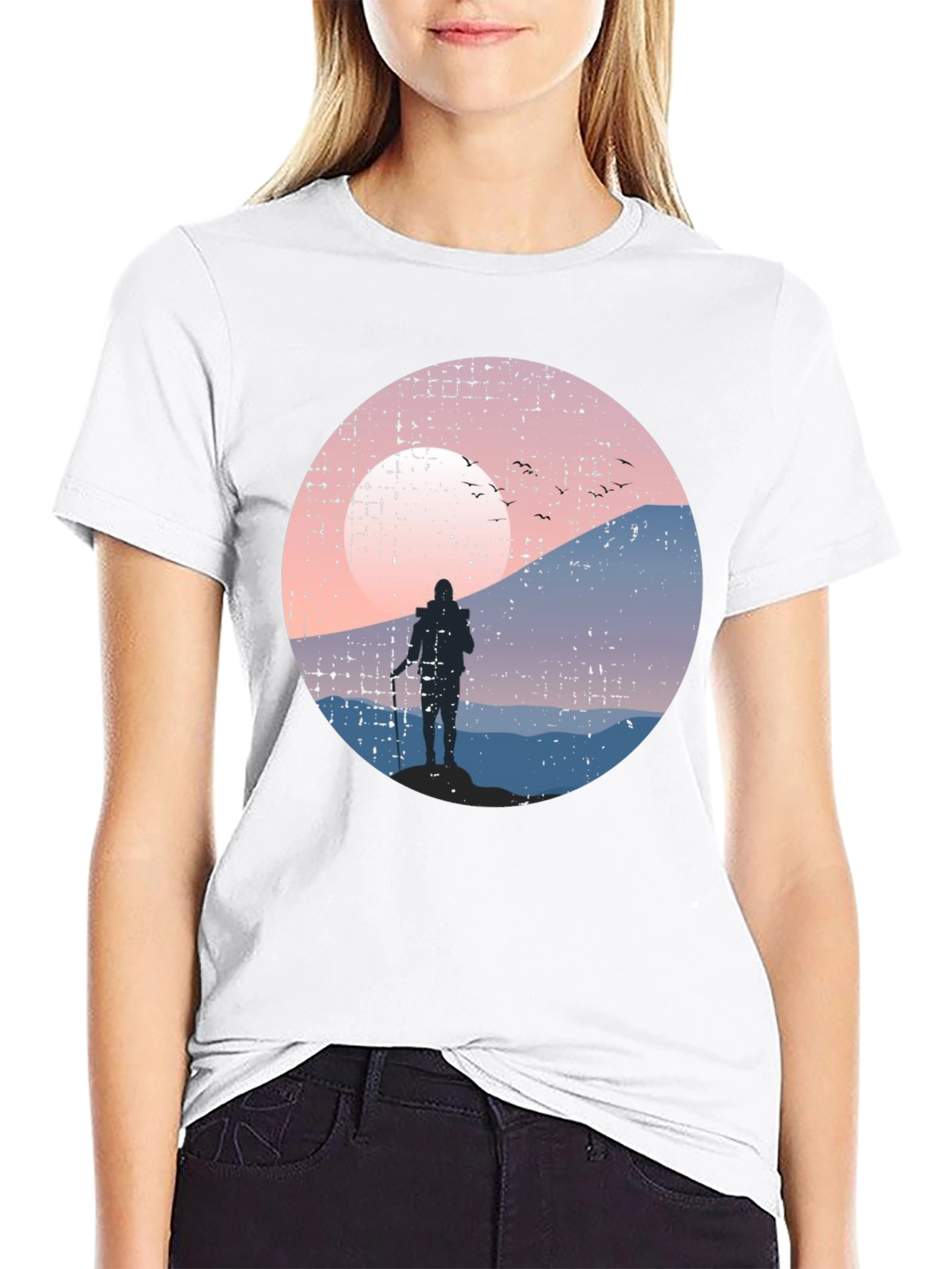 Hiking Silhouette Graphic Tee - Black