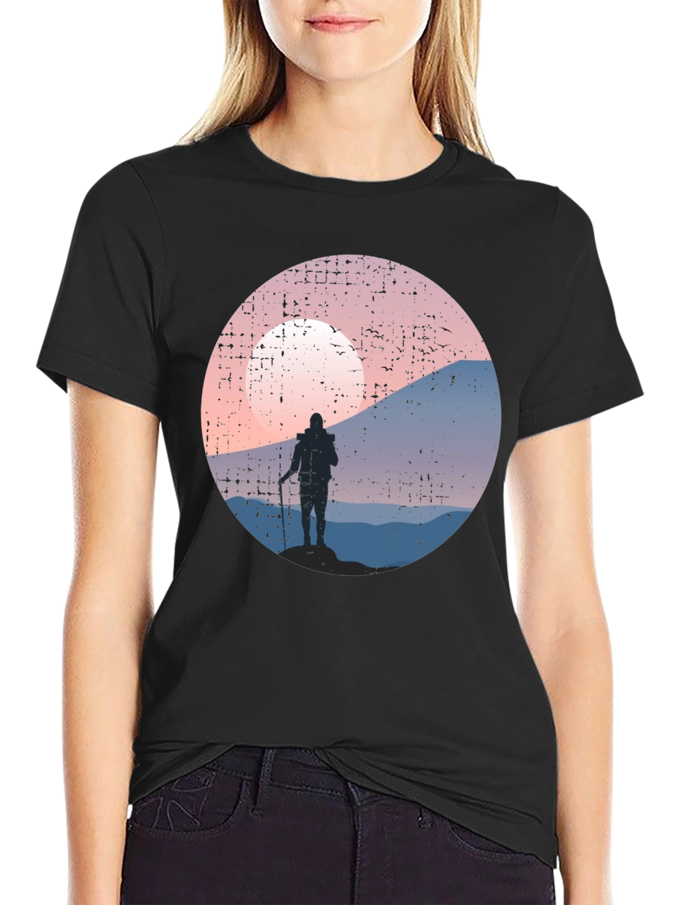 Hiking Silhouette Graphic Tee - Black