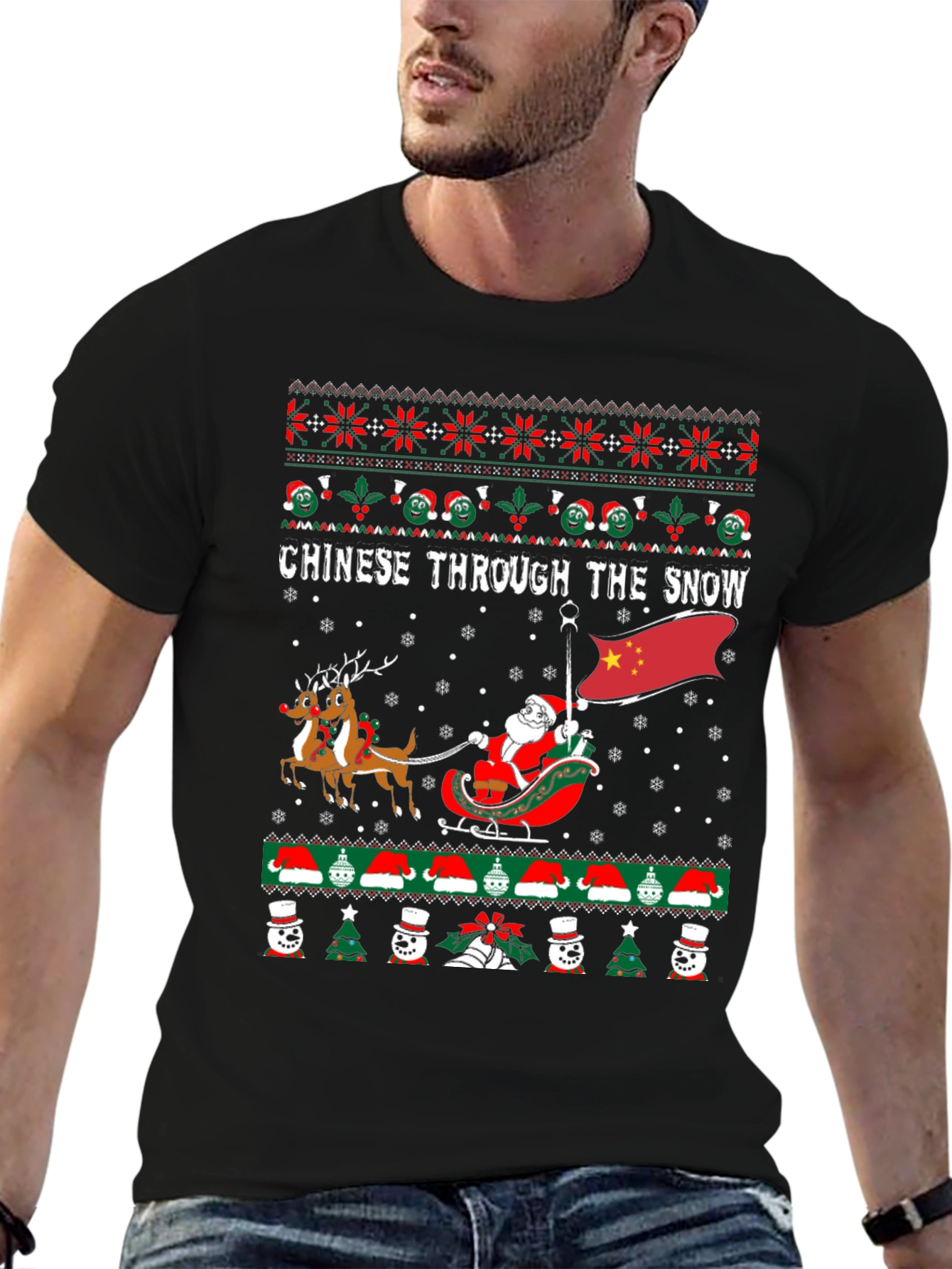 Chinese Through The Snow Ugly Christmas T-Shirt