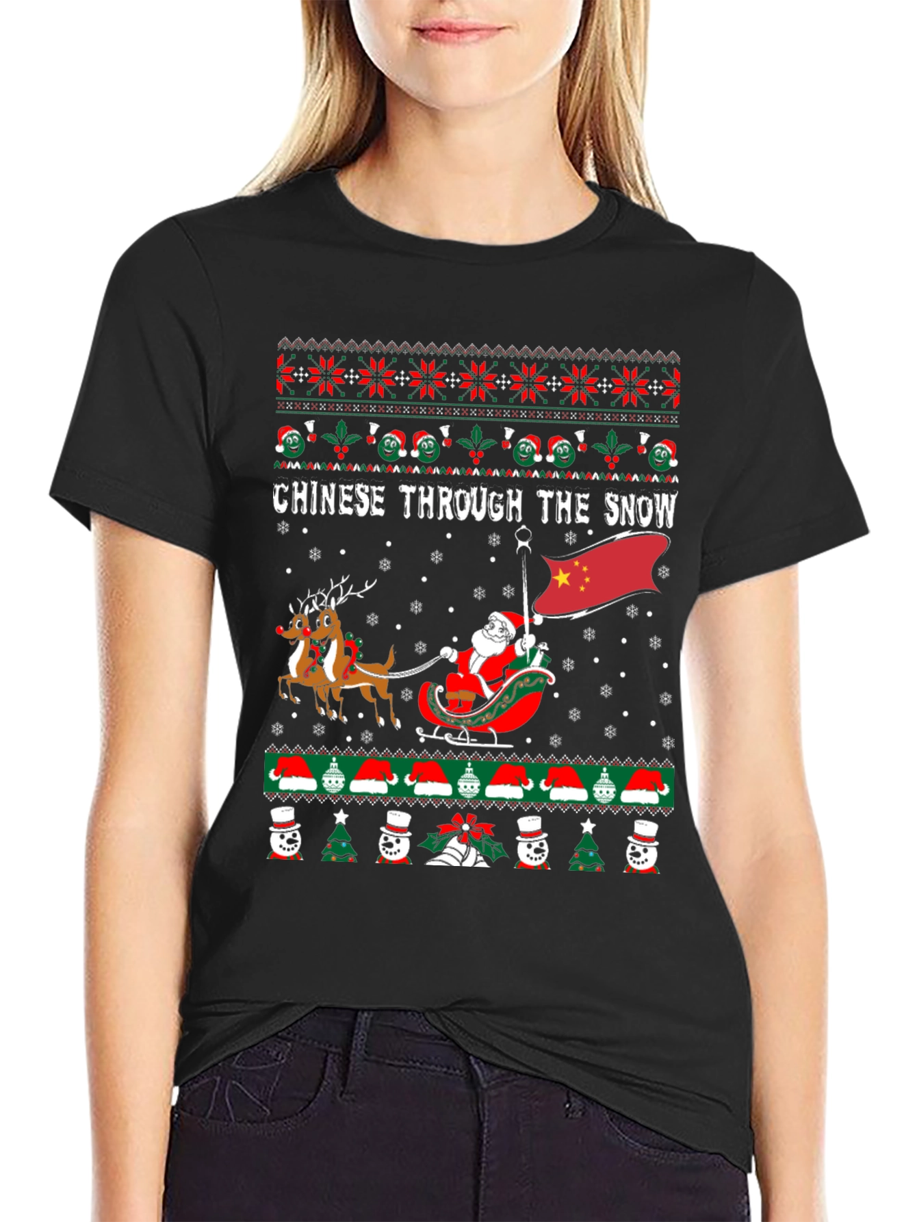 Chinese Through The Snow Ugly Christmas T-Shirt