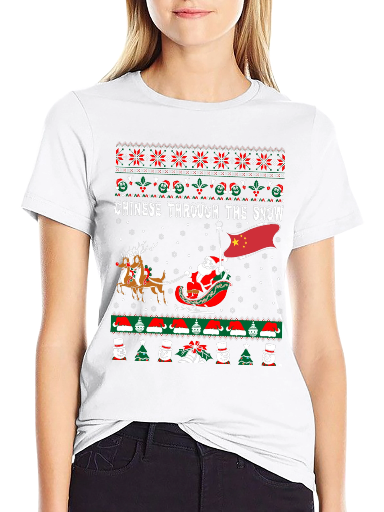 Chinese Through The Snow Ugly Christmas T-Shirt