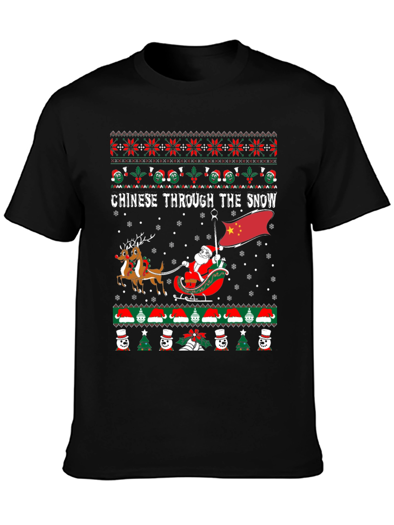 Chinese Through The Snow Ugly Christmas T-Shirt
