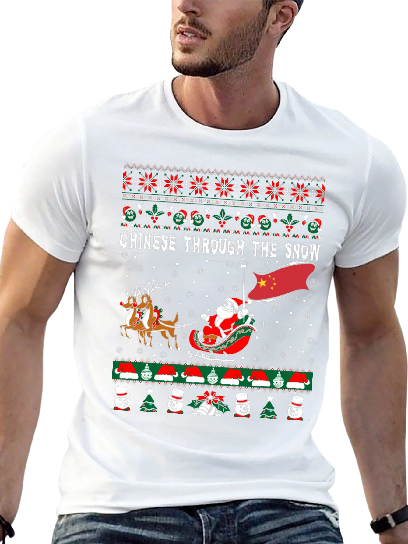 Chinese Through The Snow Ugly Christmas T-Shirt
