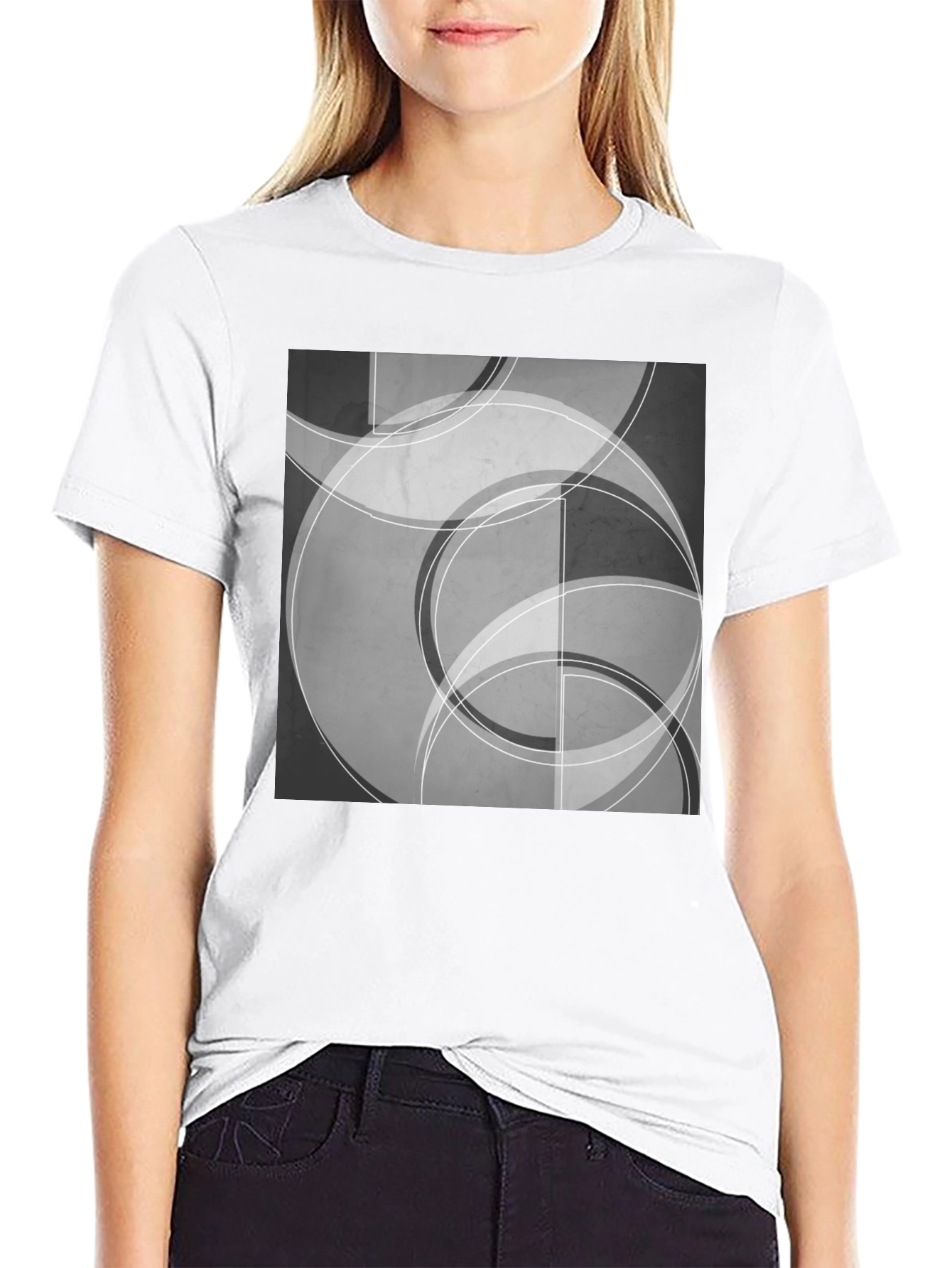 Abstract Circle Graphic Tee - Black