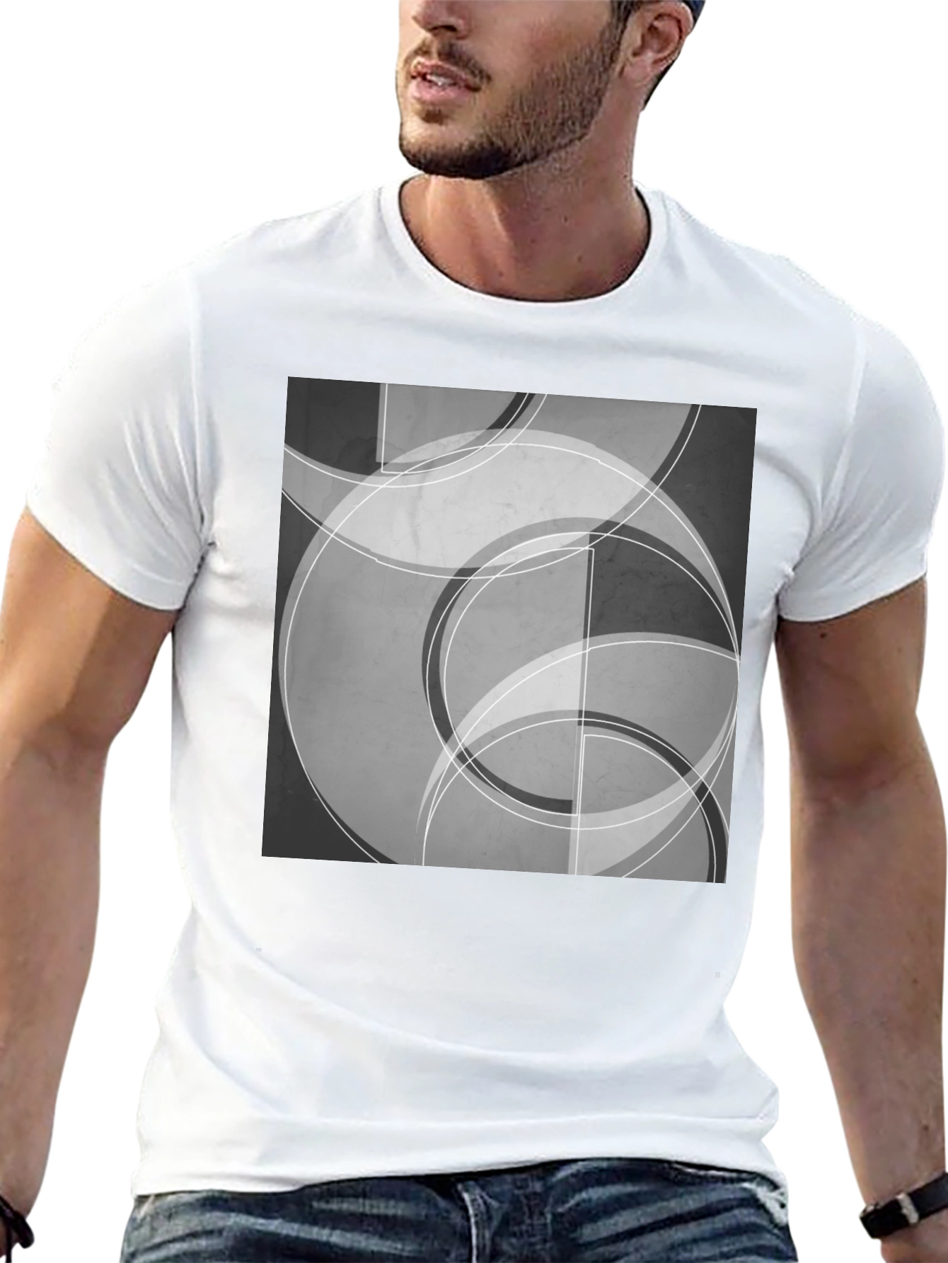 Abstract Circle Graphic Tee - Black