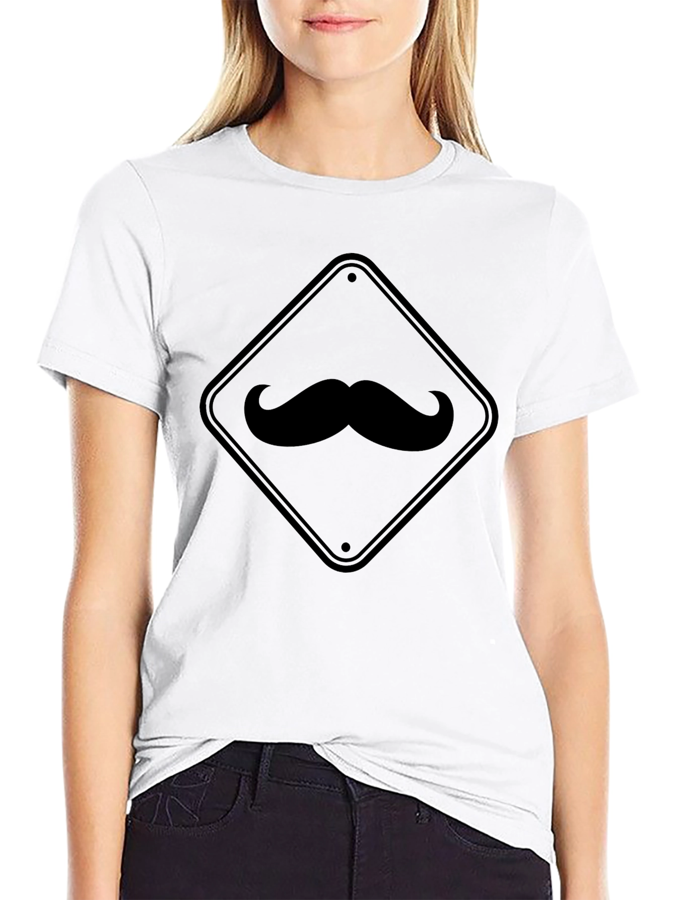 Mustache Graphic Tee - Novelty Mens Black T-Shirt
