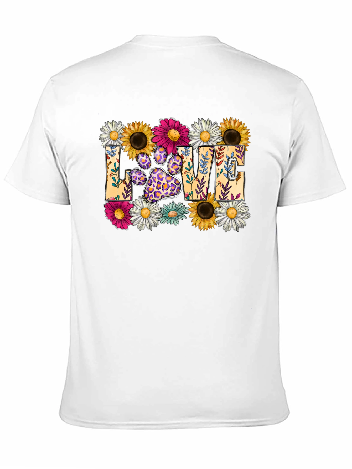 Floral Paw Print LOVE Graphic T-Shirt