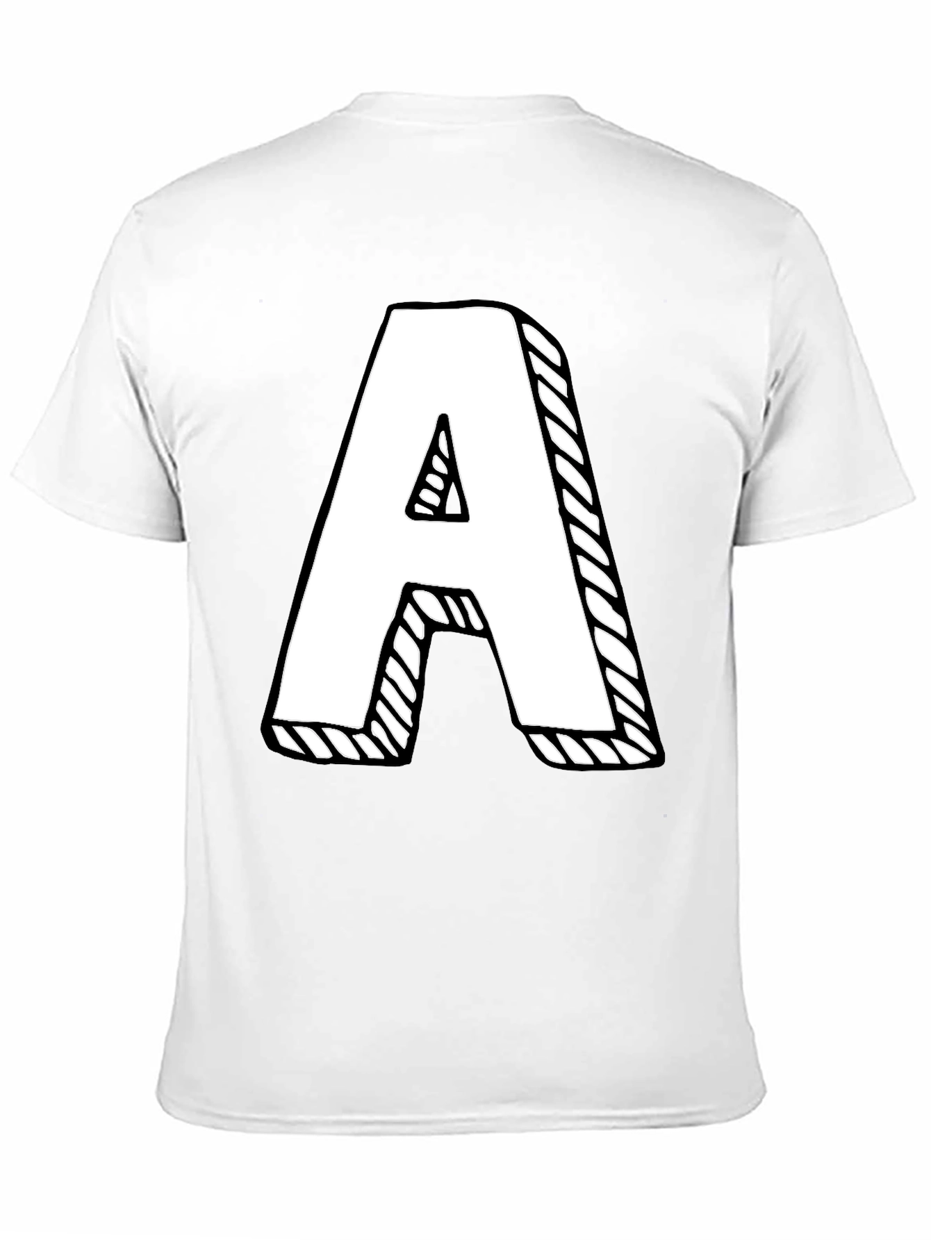 Letter A Graphic Tee - Black Cotton Casual Shirt