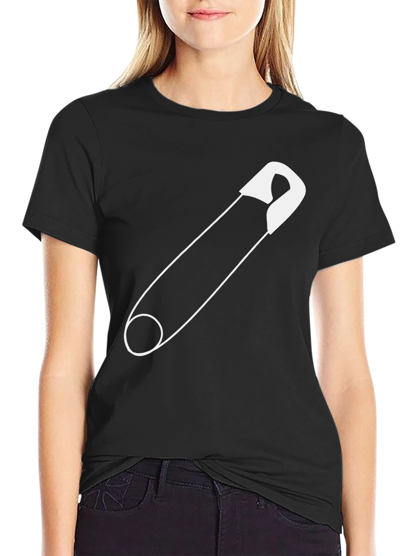 Safety Pin Graphic Tee - Unisex Black T-Shirt