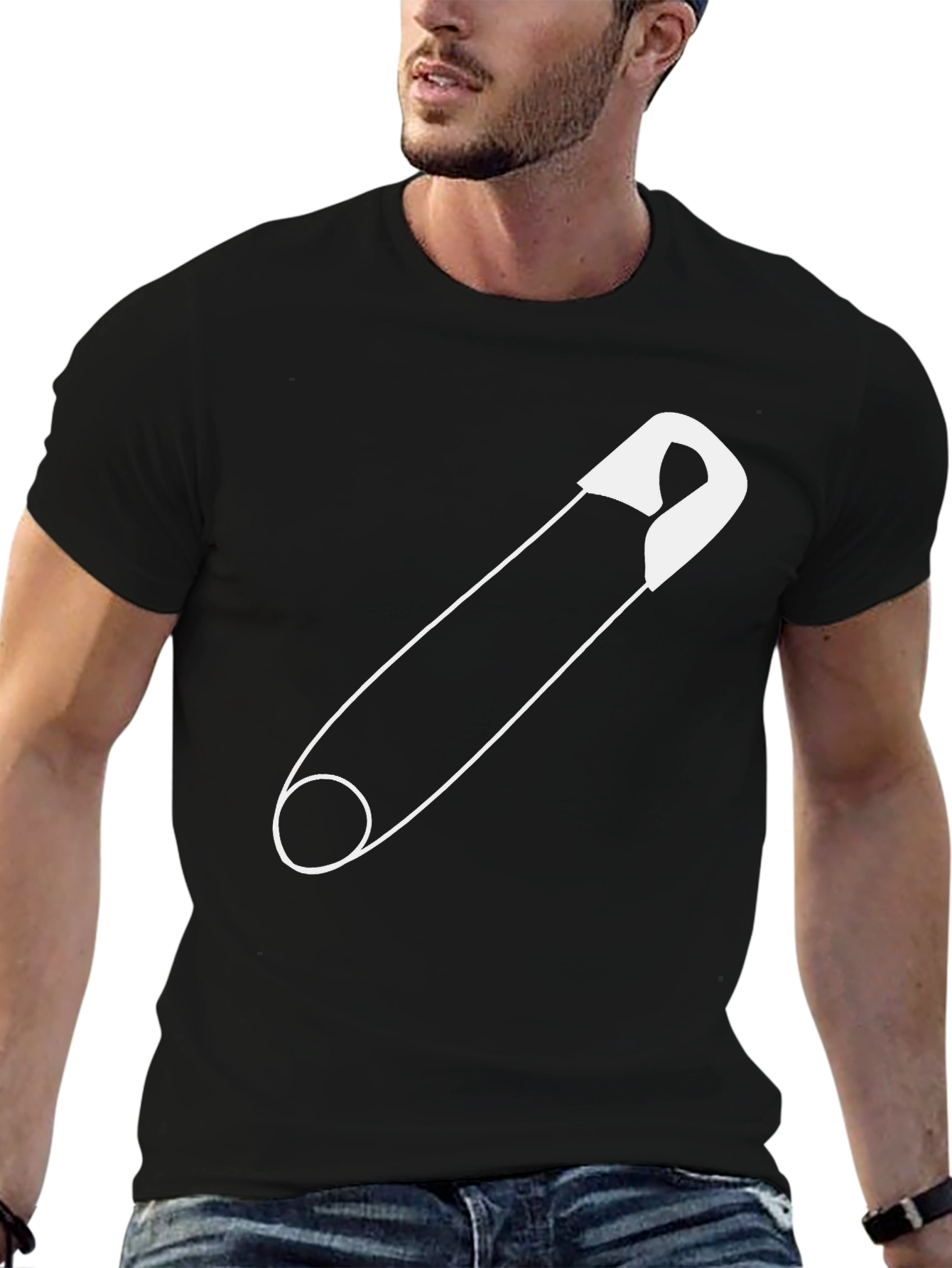 Safety Pin Graphic Tee - Unisex Black T-Shirt