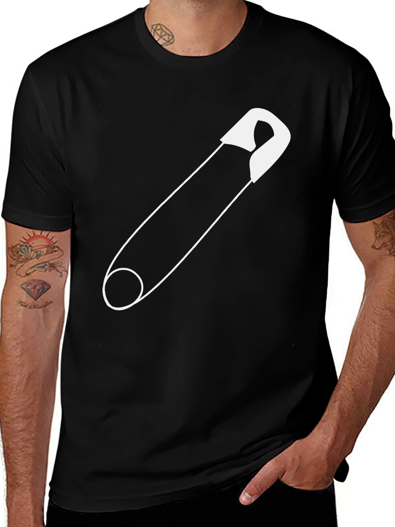 Safety Pin Graphic Tee - Unisex Black T-Shirt
