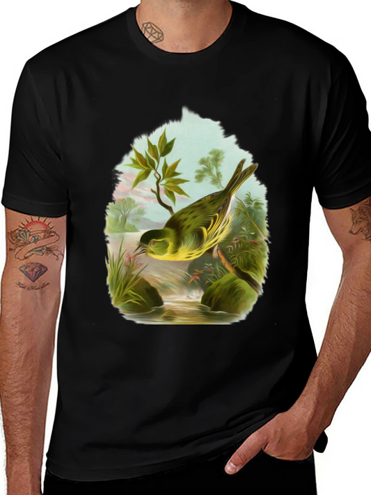 Bird Graphic Tee - Nature Lovers Black T-Shirt