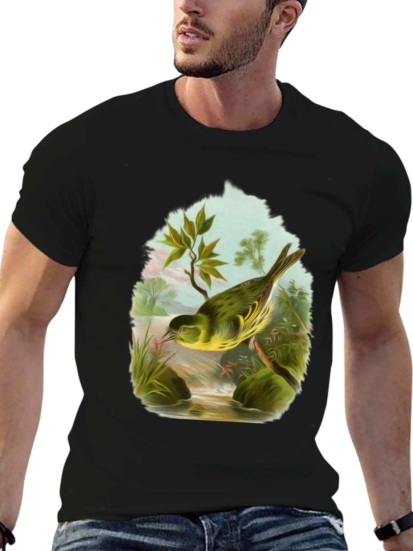 Bird Graphic Tee - Nature Lovers Black T-Shirt