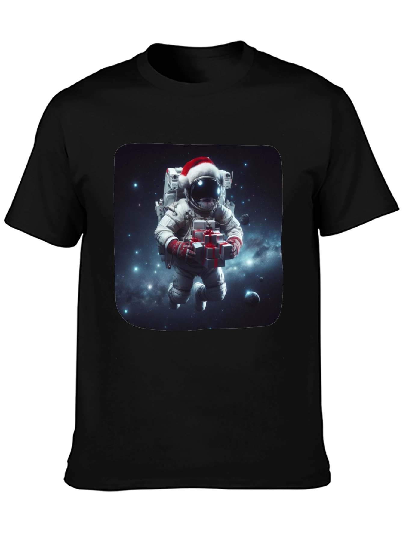 Festive Astronaut T-Shirt - Holiday Space Gift