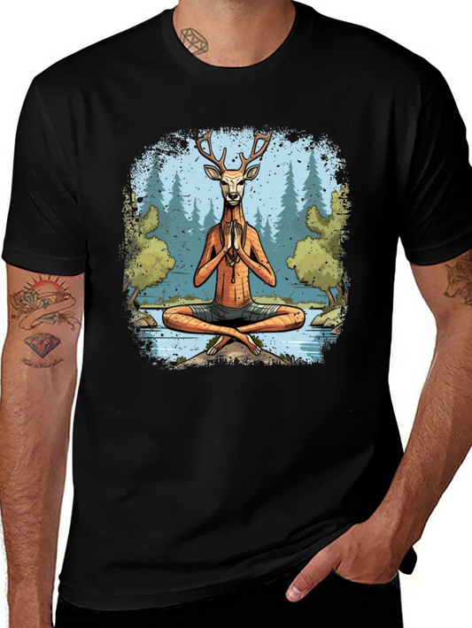 Yoga Deer T-Shirt - Meditating Wildlife Tee