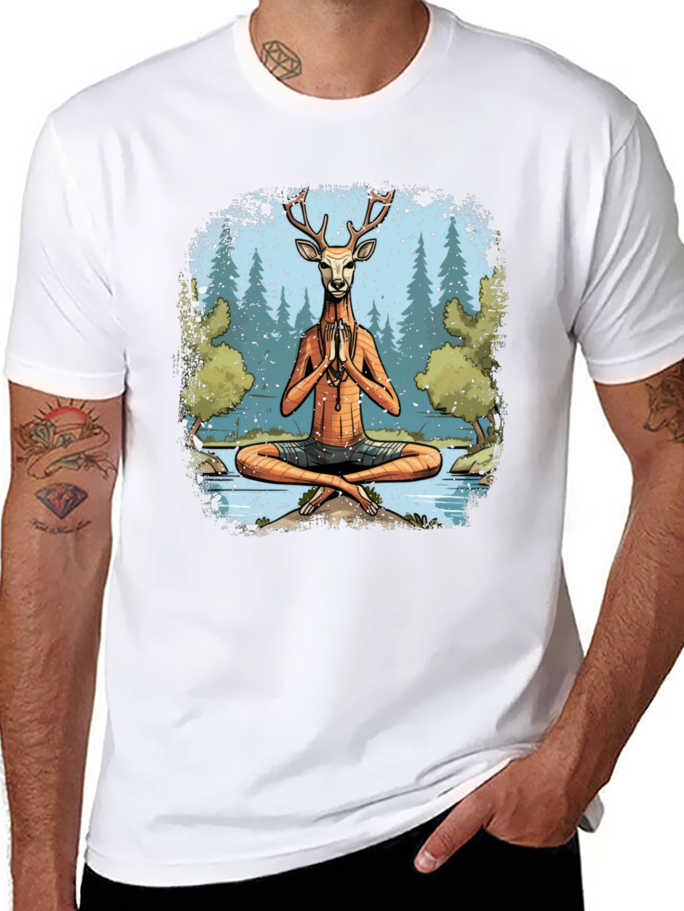 Yoga Deer T-Shirt - Meditating Wildlife Tee