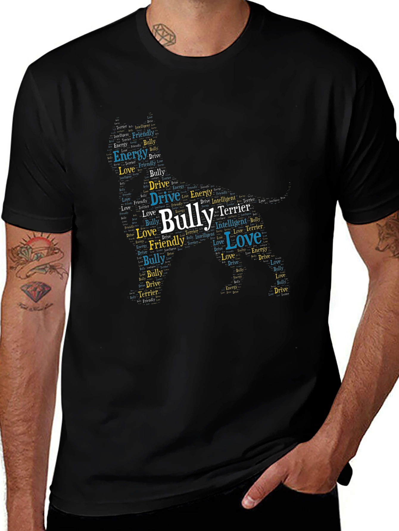 Bully Terrier Word Art Graphic T-Shirt