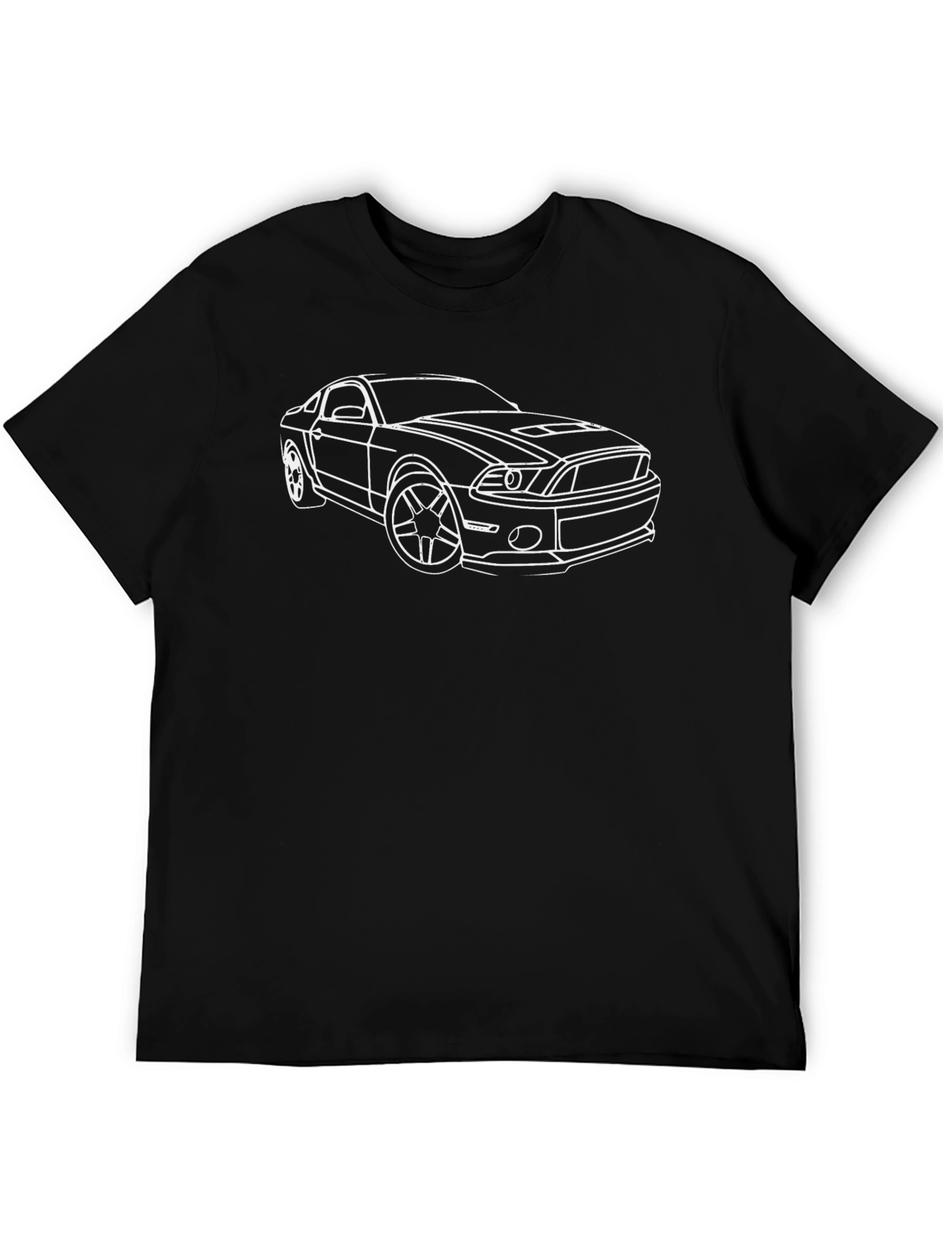Black Mustang Car Outline T-Shirt