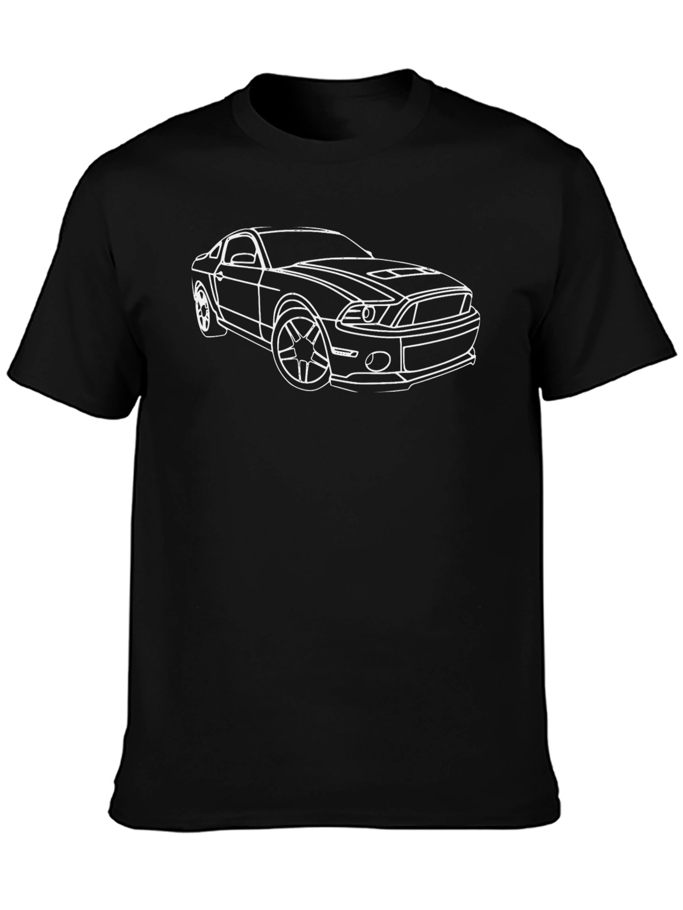 Black Mustang Car Outline T-Shirt