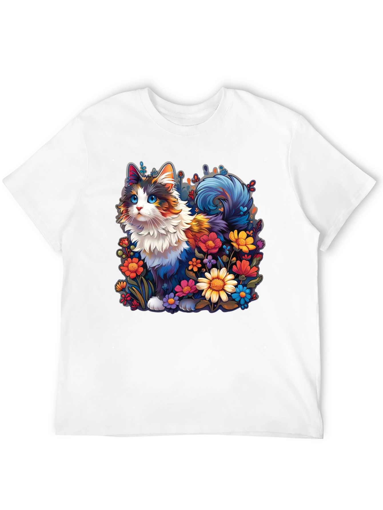 Floral Cat Graphic T-Shirt