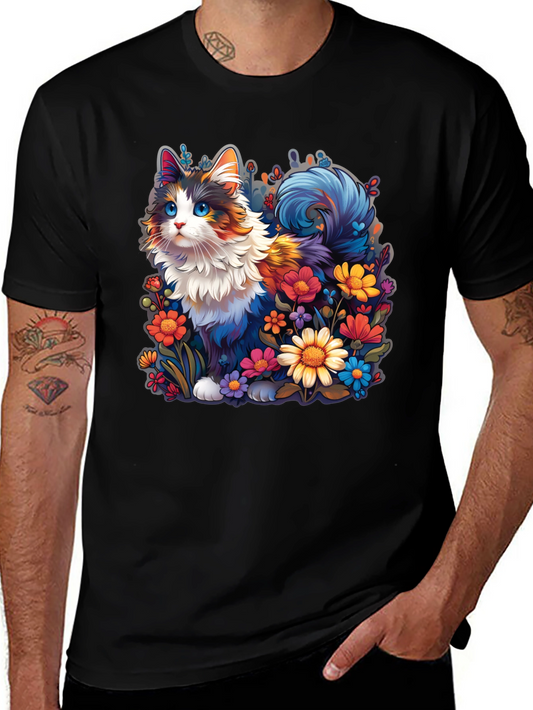 Floral Cat Graphic T-Shirt