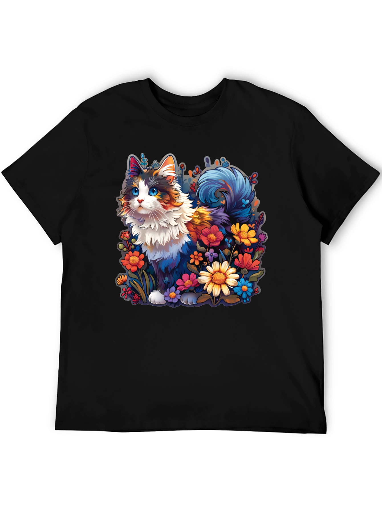 Floral Cat Graphic T-Shirt