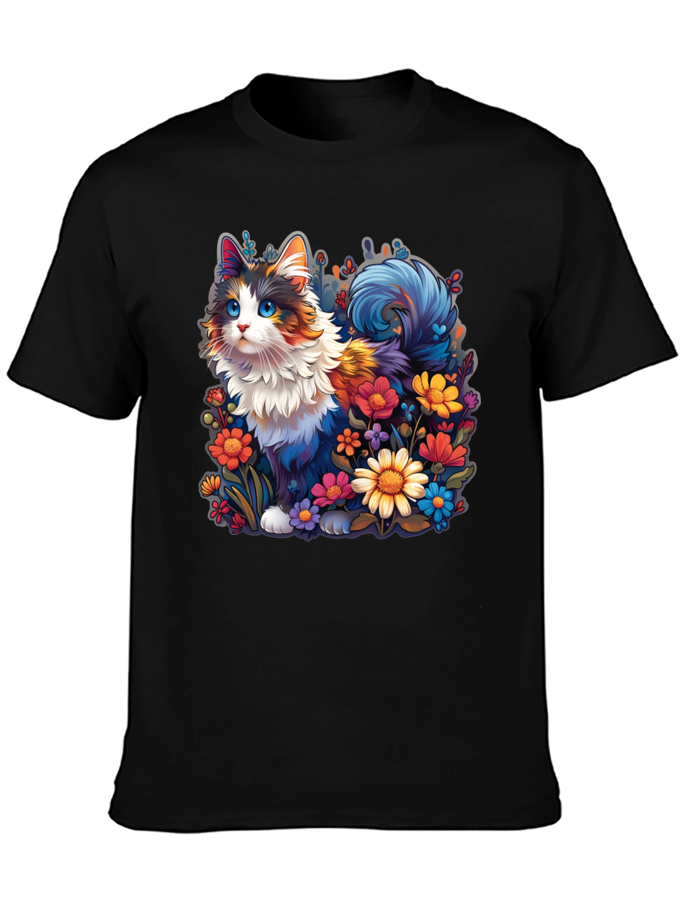 Floral Cat Graphic T-Shirt