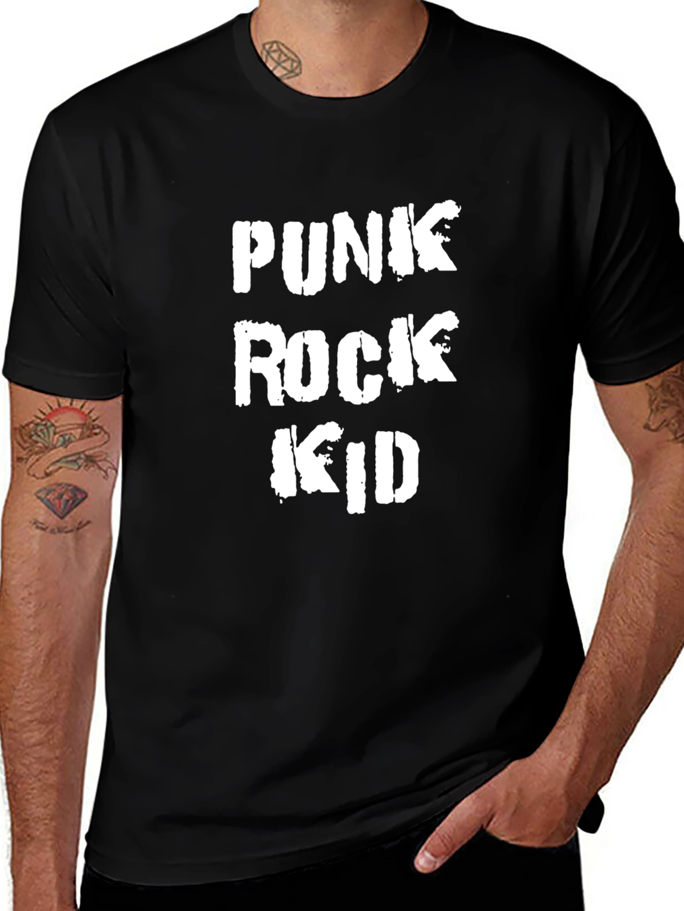 Punk Rock Kid Black Graphic T-Shirt
