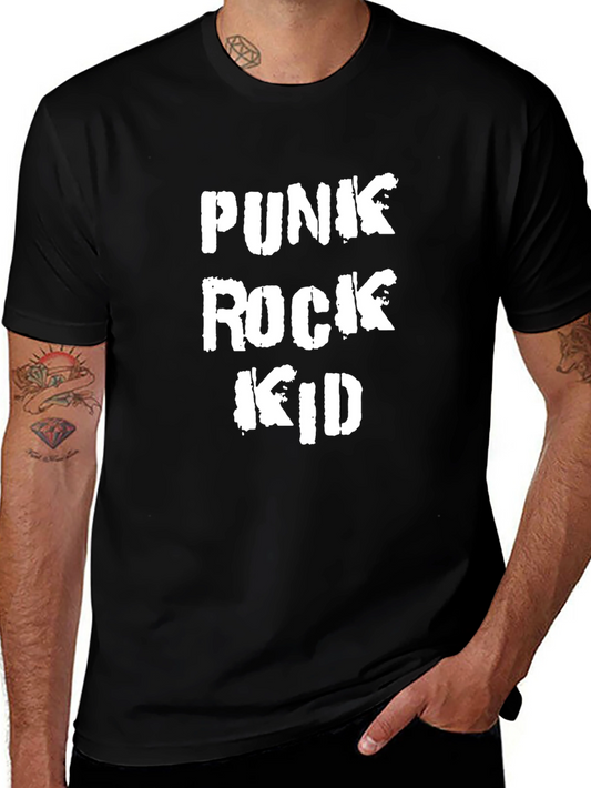 Punk Rock Kid Black Graphic T-Shirt
