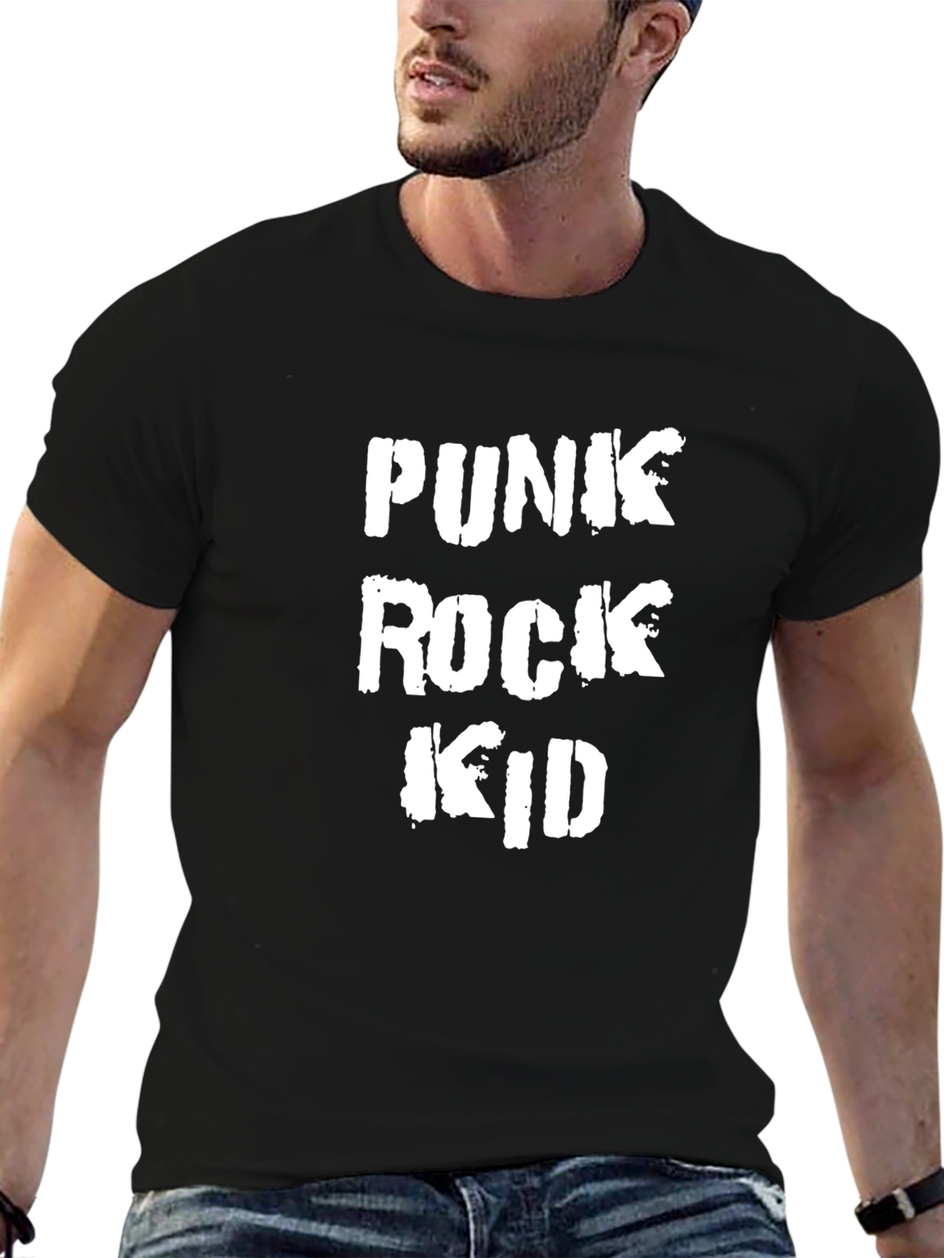 Punk Rock Kid Black Graphic T-Shirt