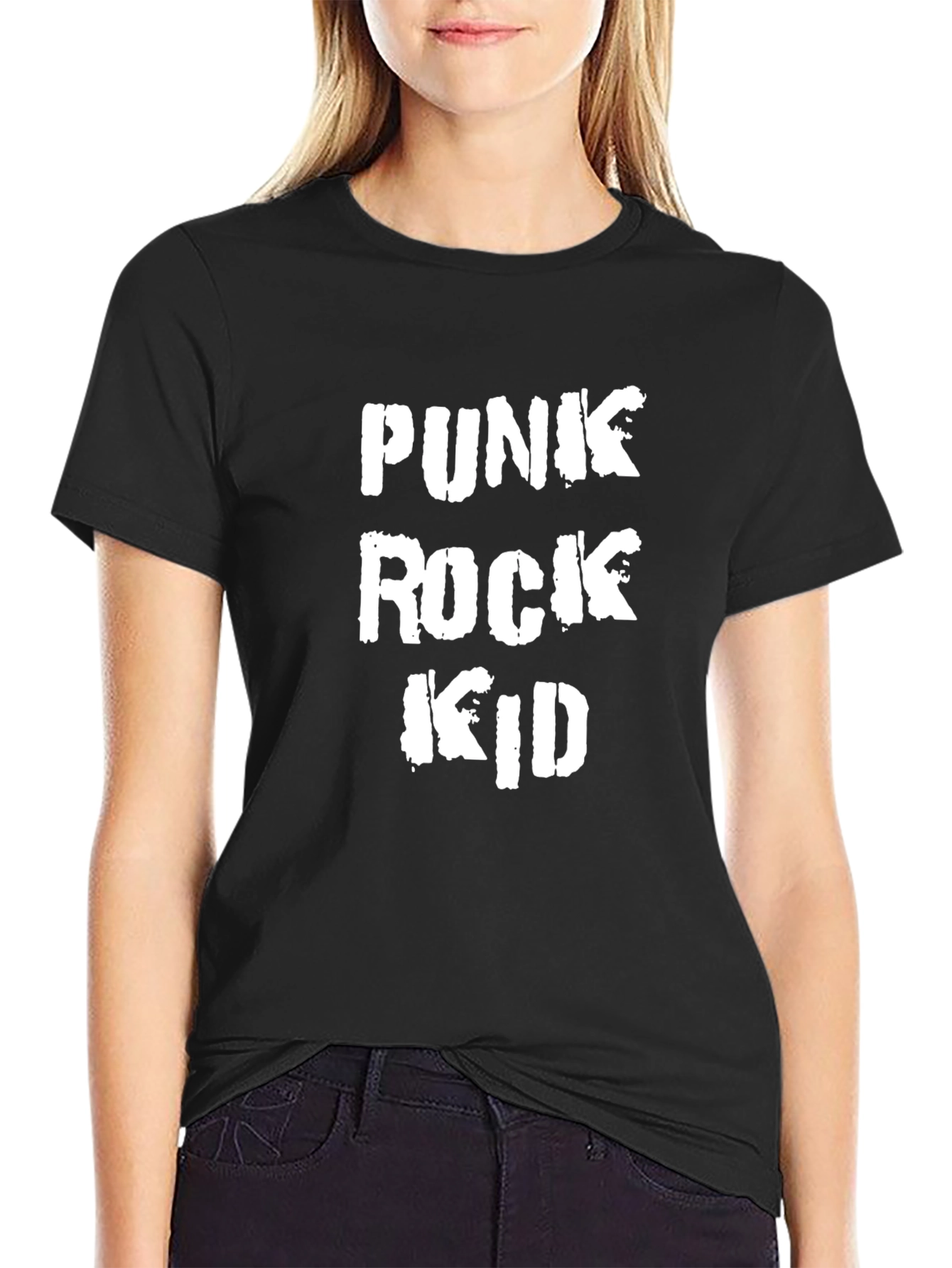 Punk Rock Kid Black Graphic T-Shirt