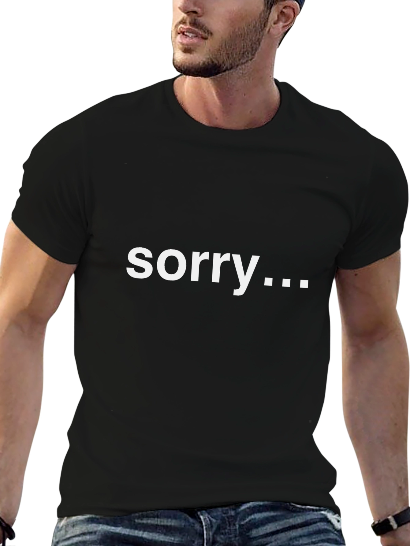 Sorry Graphic T-Shirt - Black Casual Tee