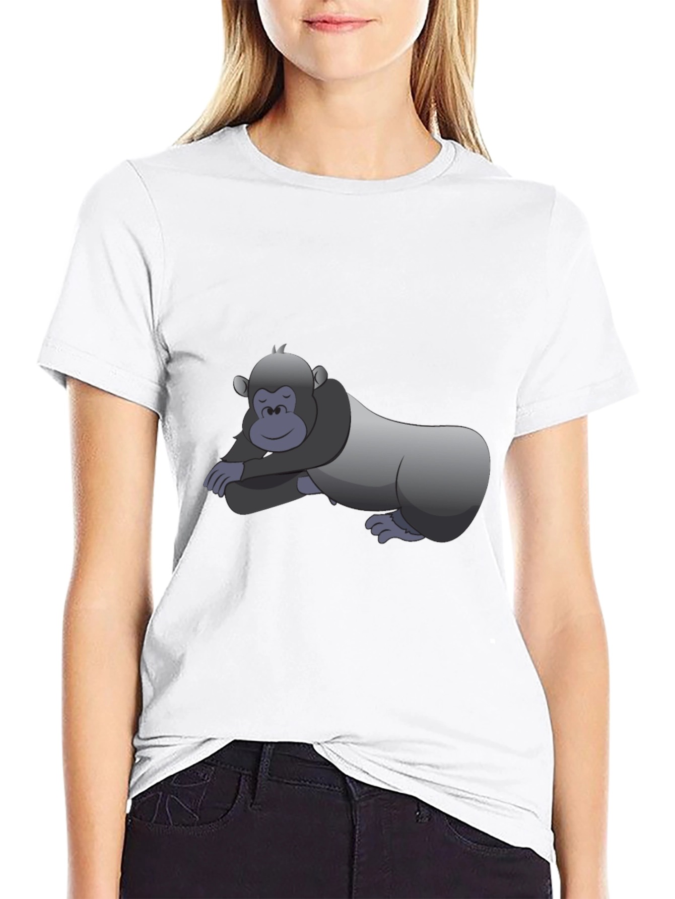 Cool Gorilla Cartoon Black T-Shirt