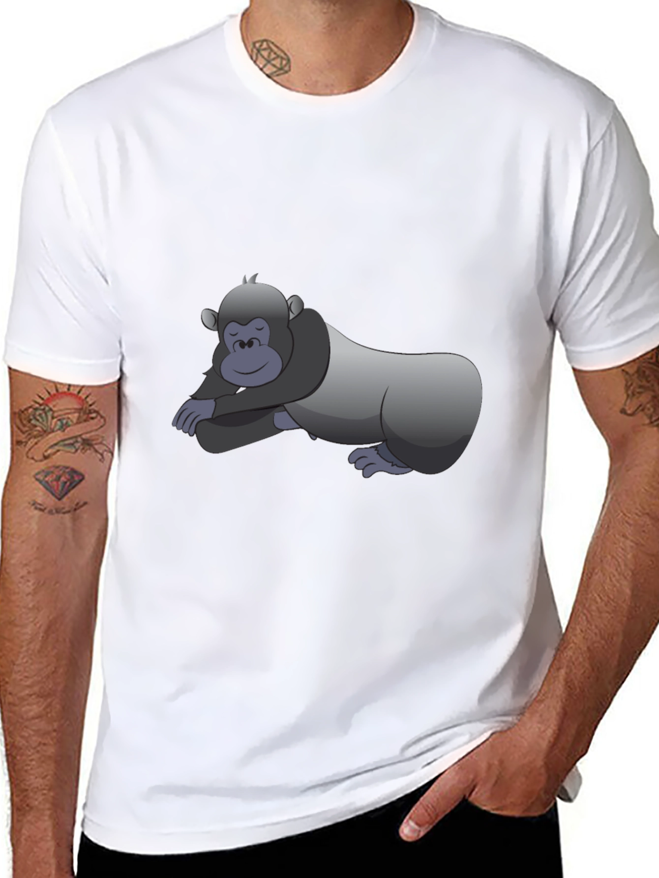 Cool Gorilla Cartoon Black T-Shirt