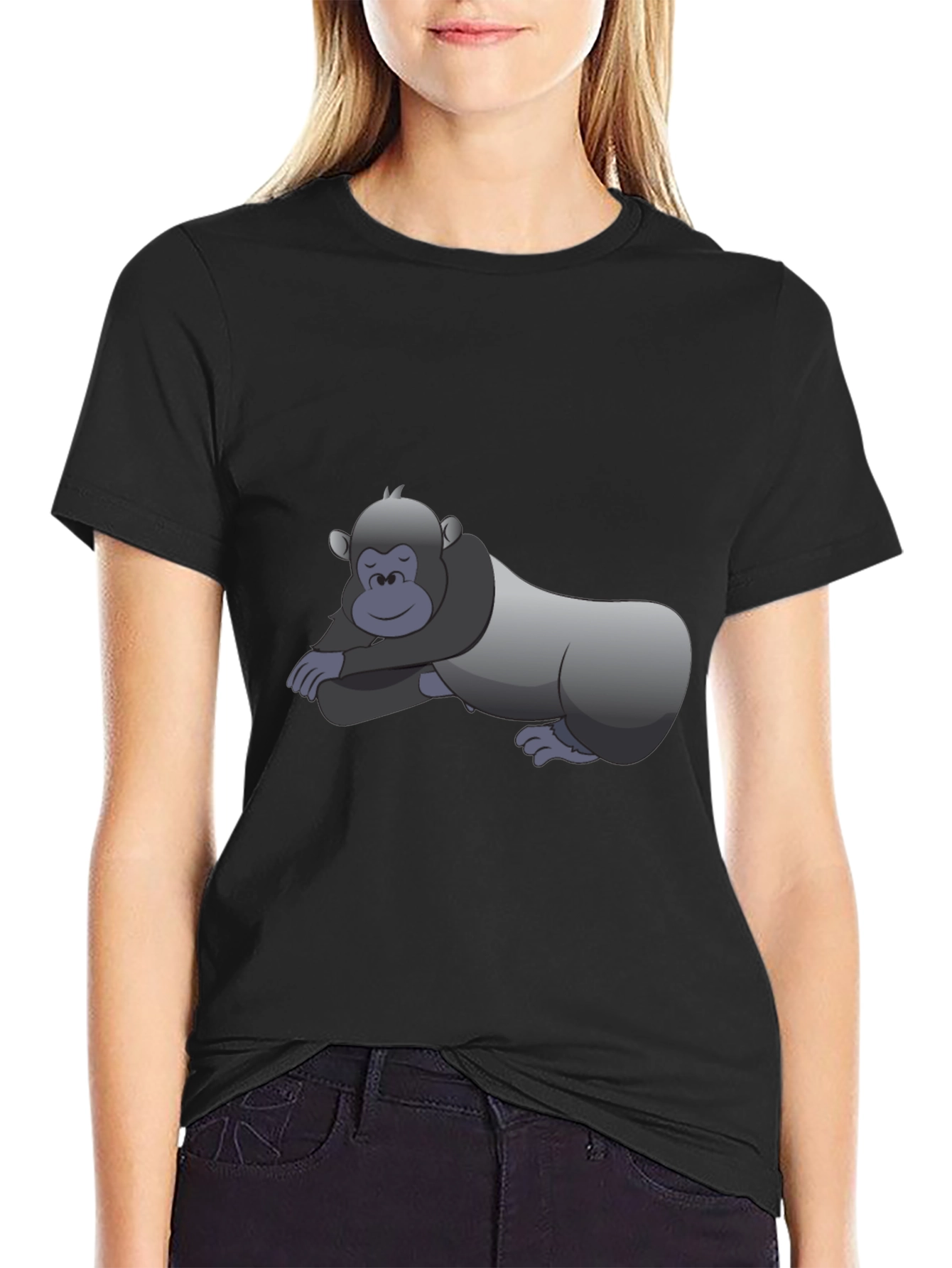 Cool Gorilla Cartoon Black T-Shirt