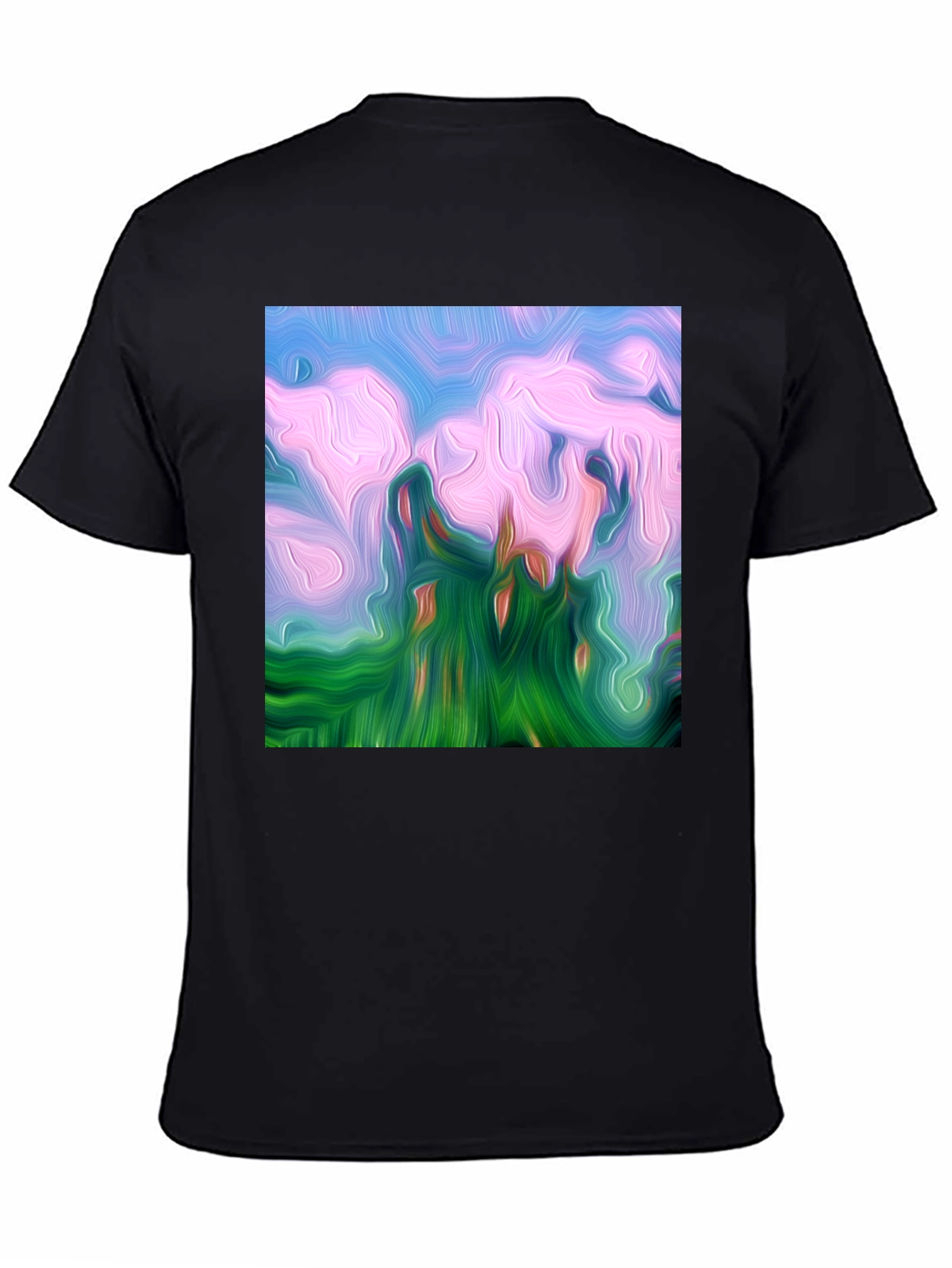 Abstract Landscape Graphic Tee - Artistic Black T-Shirt