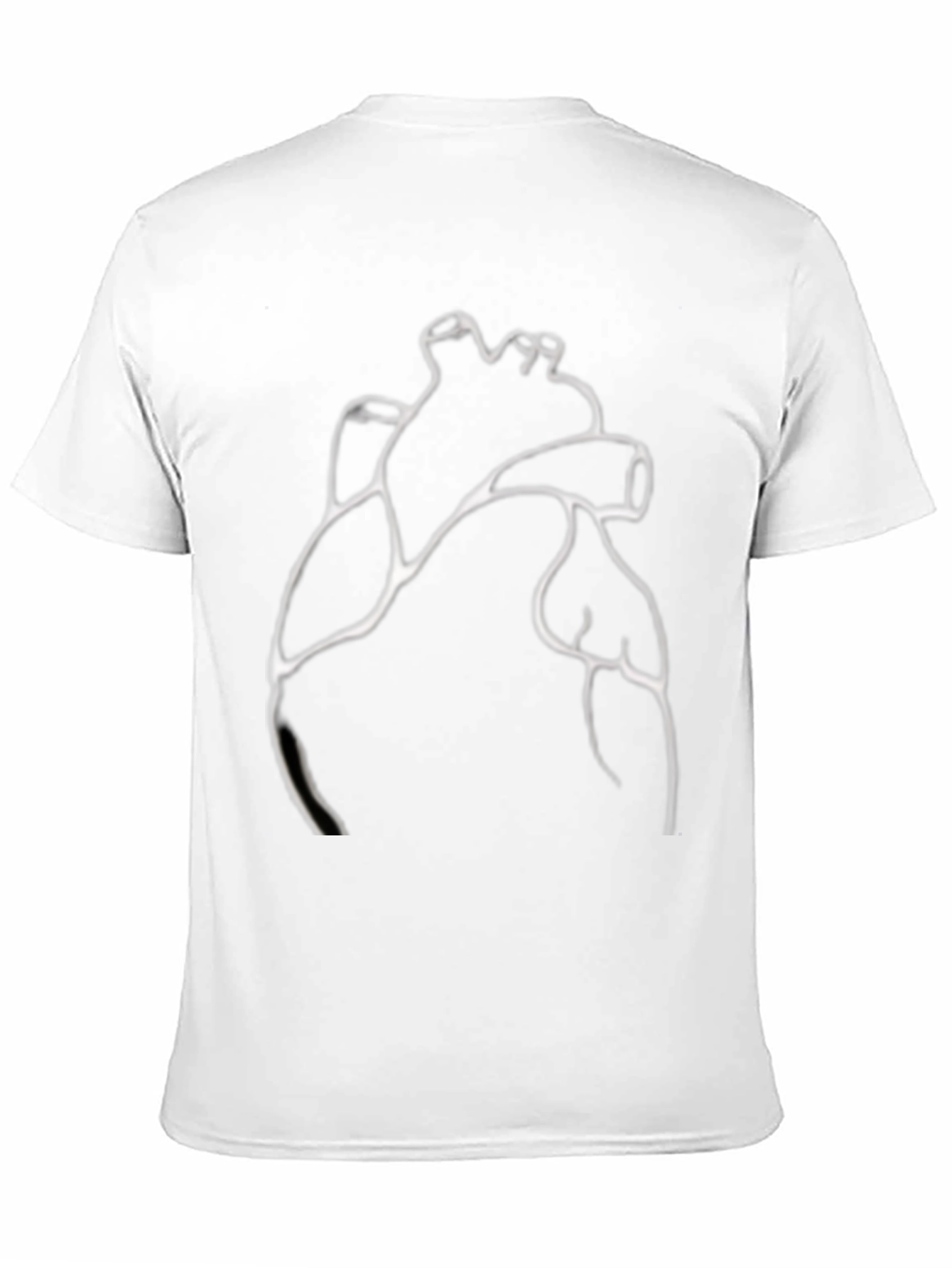Anatomical Heart Line Art Black T-Shirt