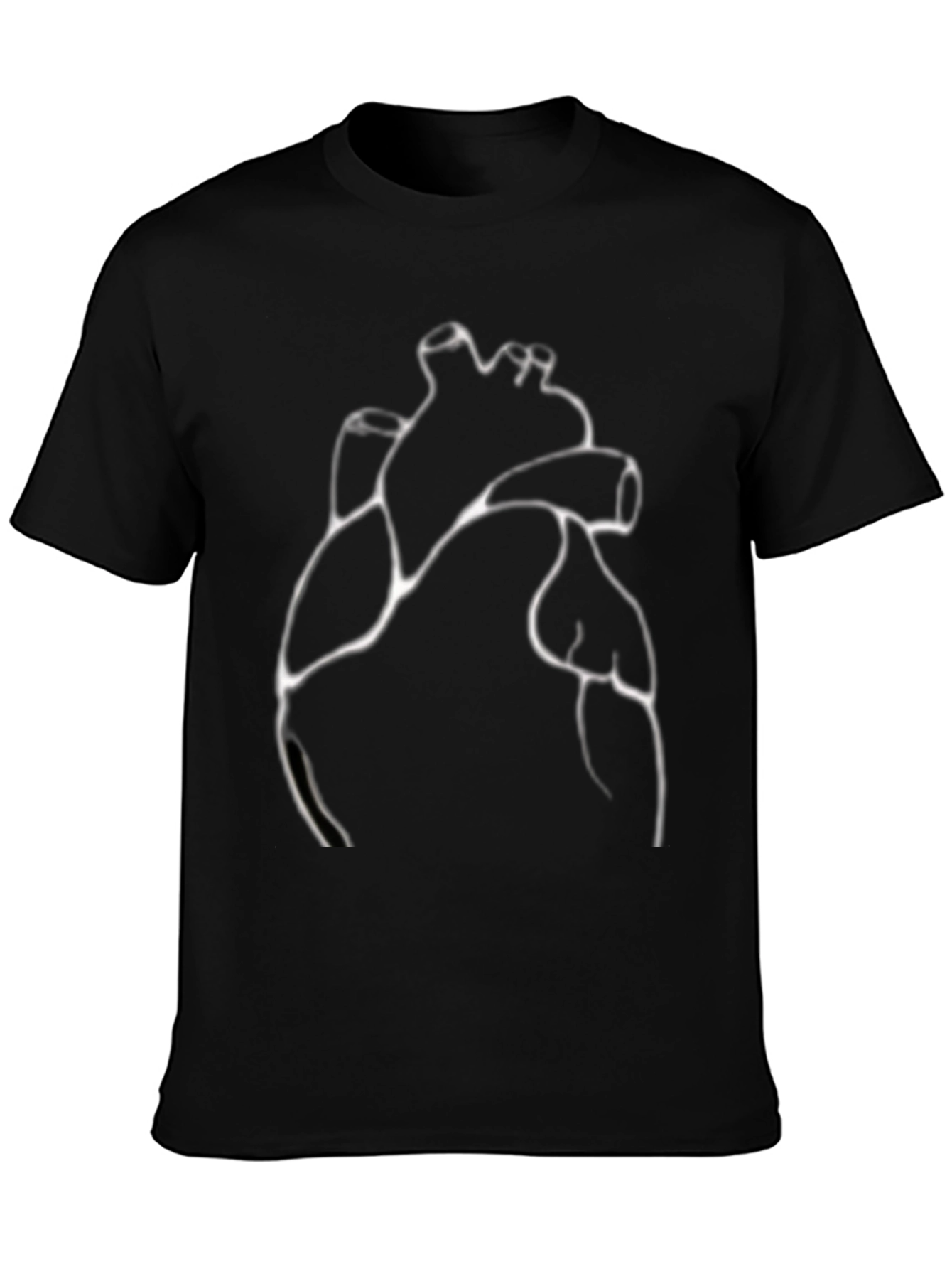 Anatomical Heart Line Art Black T-Shirt