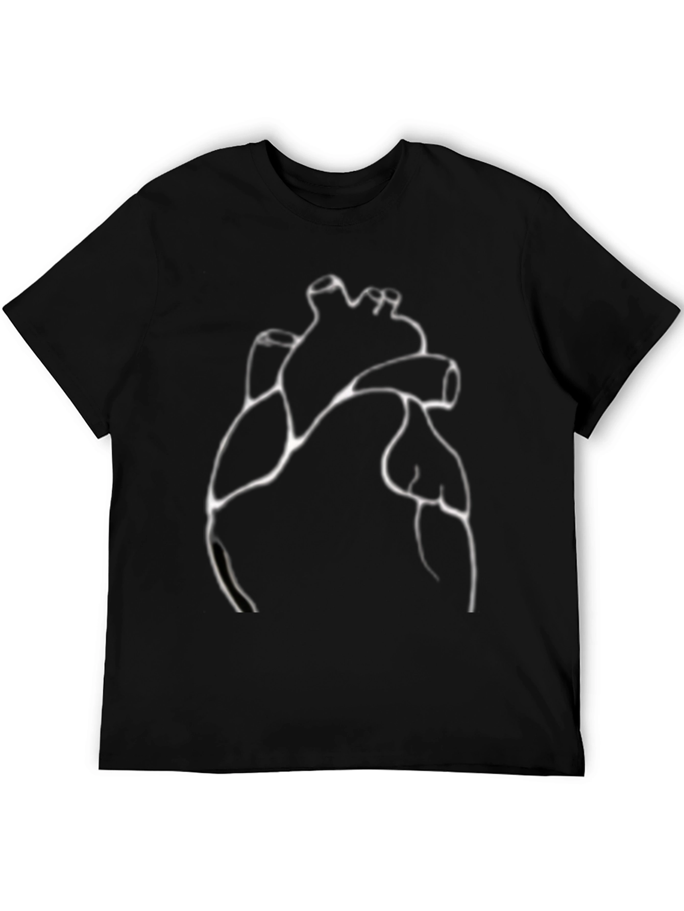 Anatomical Heart Line Art Black T-Shirt