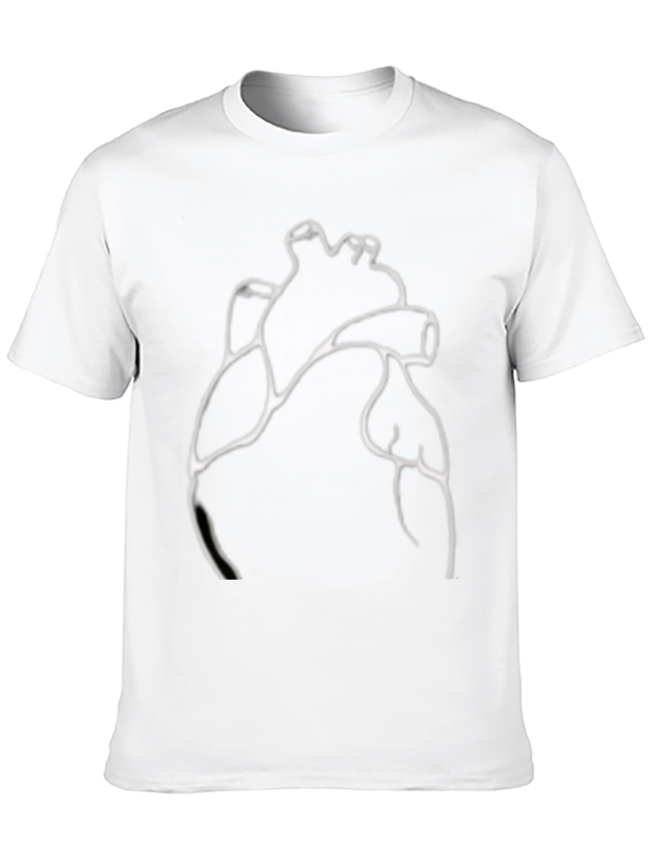 Anatomical Heart Line Art Black T-Shirt